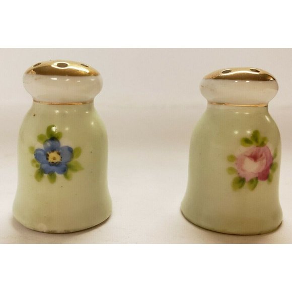 Antique, Nippon, Porcelain Salt & Pepper, Hand Painted, Gilt 1880's , VG (C78) - Picture 2 of 4
